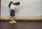 Little girl megaphone stage