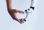 Robot human hands heart shape