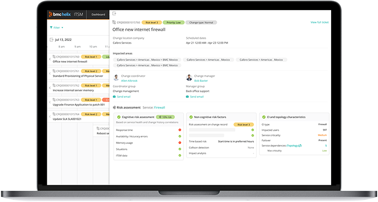 BMC Helix ITSM with AI/ML-assisted change management BMC Helix ITSM with AI/ML-assisted change management