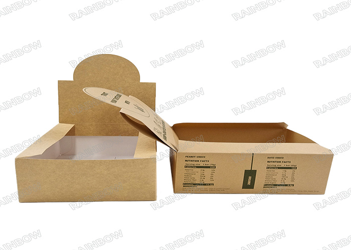 Eco Friendly Counter Snack Energy Bar Packaging Display Kraft Paper Boxes
